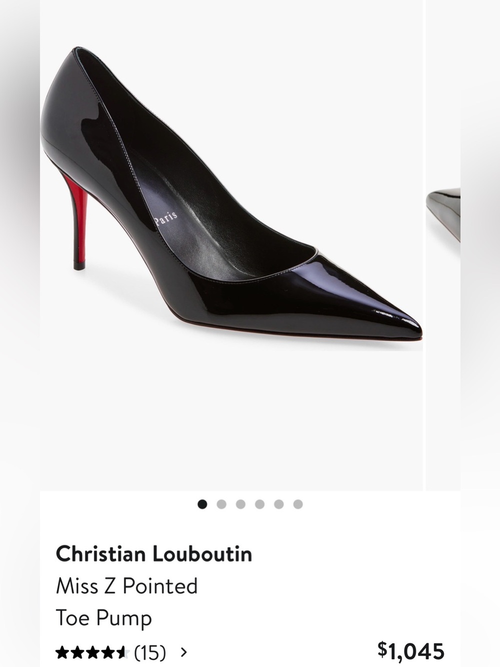 Christian Louboutin Black Patent Pointed-Toe Pump with Red Sole